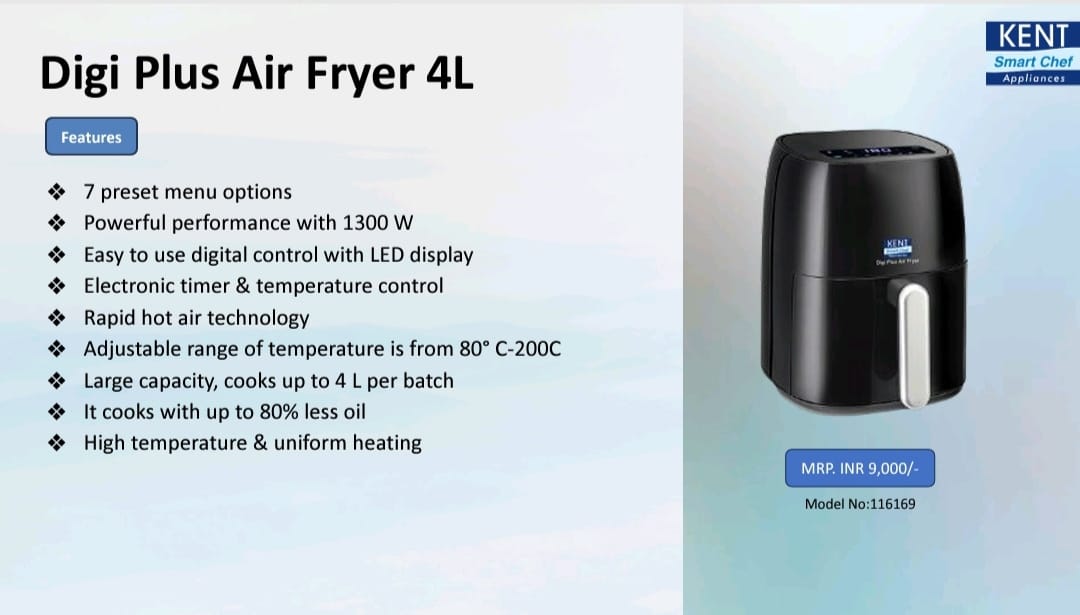 kent digi plus air fryer 4l